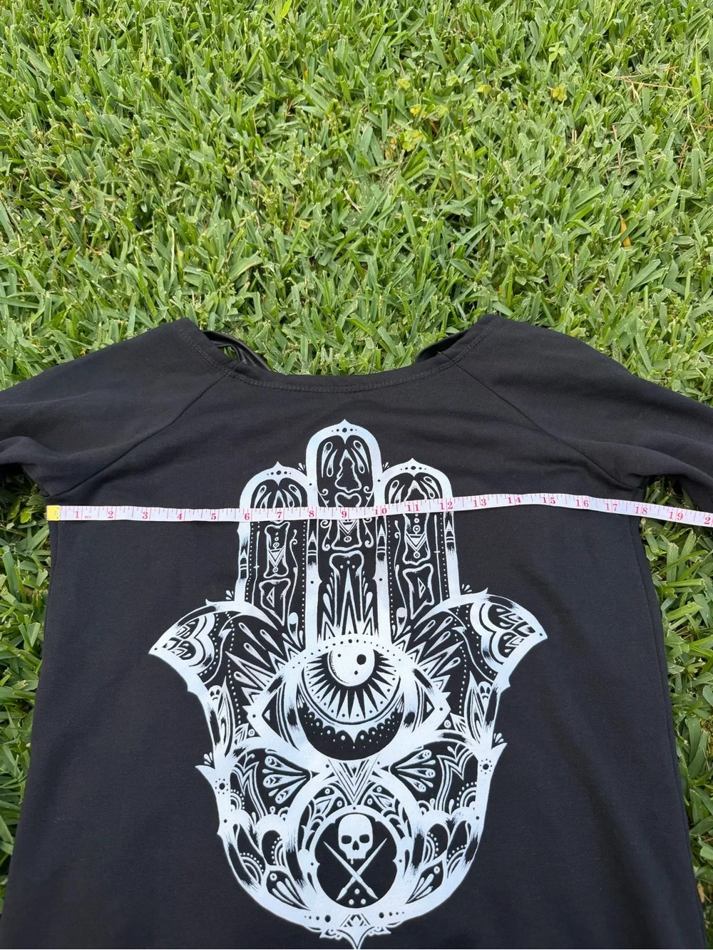 Sullen Hamsa Hand Graphic Goth Pullover Sweater XS